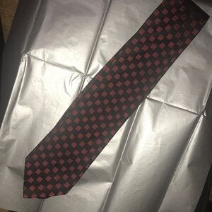 Oscar de la RENTA Red &Blk checkered tie